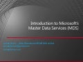 Introduction to Microsoft’s Master Data Services (MDS)