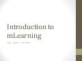 Introduction to mLearning for MobiMOOC