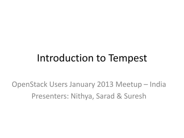 Introduction to tempest 