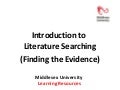 Nursing - Introduction To Literature Searching