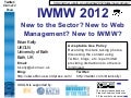 New to the Sector? New to Web Management? New to IWMW?
