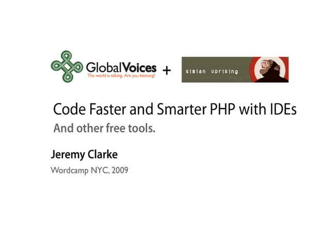NetBeans, IDEs and faster programming for WordPress - WordCamp NYC 2009