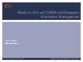 What’s in it for us? CERIF and Research Information Management