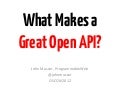 What Makes a Great Open API?