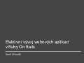 Představení Ruby on Rails [Junior Internet]