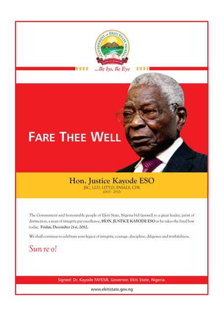 Fare thee Well, Hon. Justice Kayode Eso