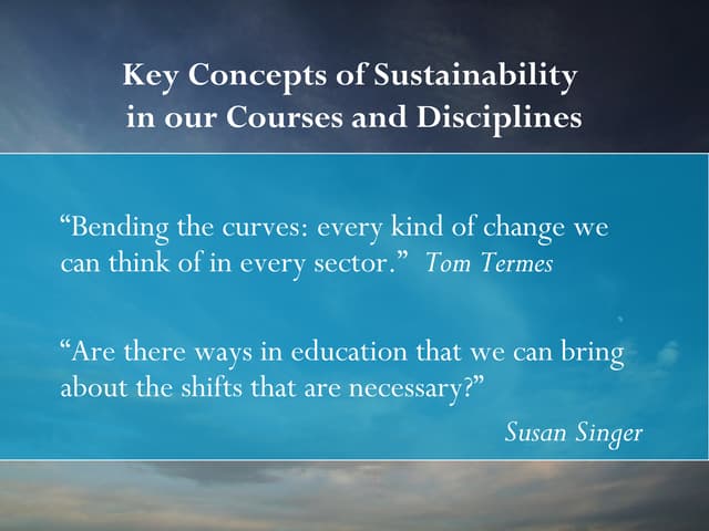 Key concepts of sustainability in our courses and disciplines