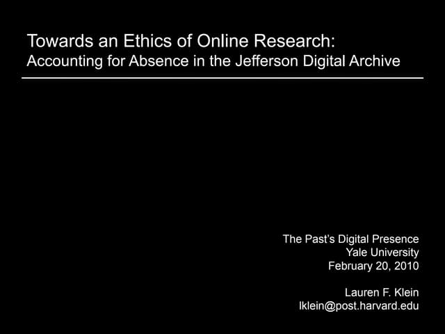 Towards an Ethics of Online Researc...