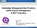 Knowledge Management Best Practices within Service Management