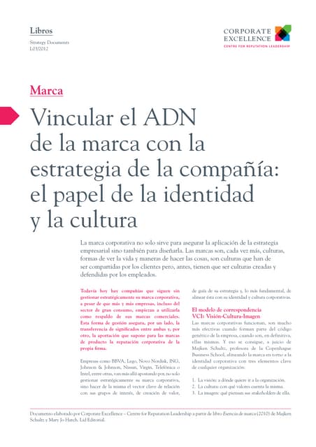 Vincular el ADN de la marca con la estrategia de la compañía: el papel de la identidad y la cultura