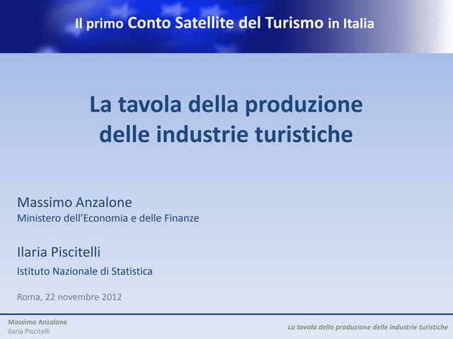 M. Anzalone, I. Piscitelli - La tavola della produzione delle industrie turistiche