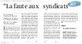 Un article parmis d&rsquo;autres : La Faute Aux Syndicats dans La Libre du 24 férvier 2010