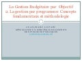 La gestion budgétaire par programme   concepts et méthodologie