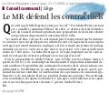 La Presse en parle : Le MR défend les contractuels dans La Libre du 21 novembre 2009