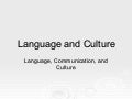 Language and Culture