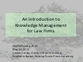 Law Firm Knowledge Management, An Introduction