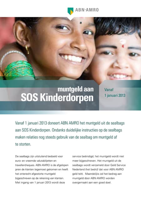 muntgeld aan SOS Kinderdorpen