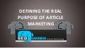 Learning the True Essence of Article Marketing