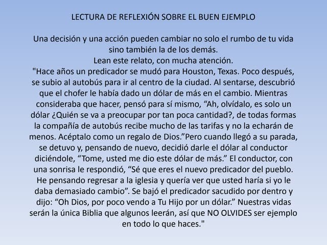 TRABAJO IMPORTANTE. LECTURA DE REFLEXIÓN
