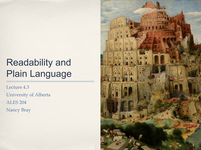 Lecture 5.3 readability and plain language student notes