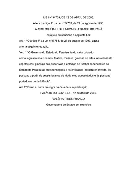 L e i nº 6.739
