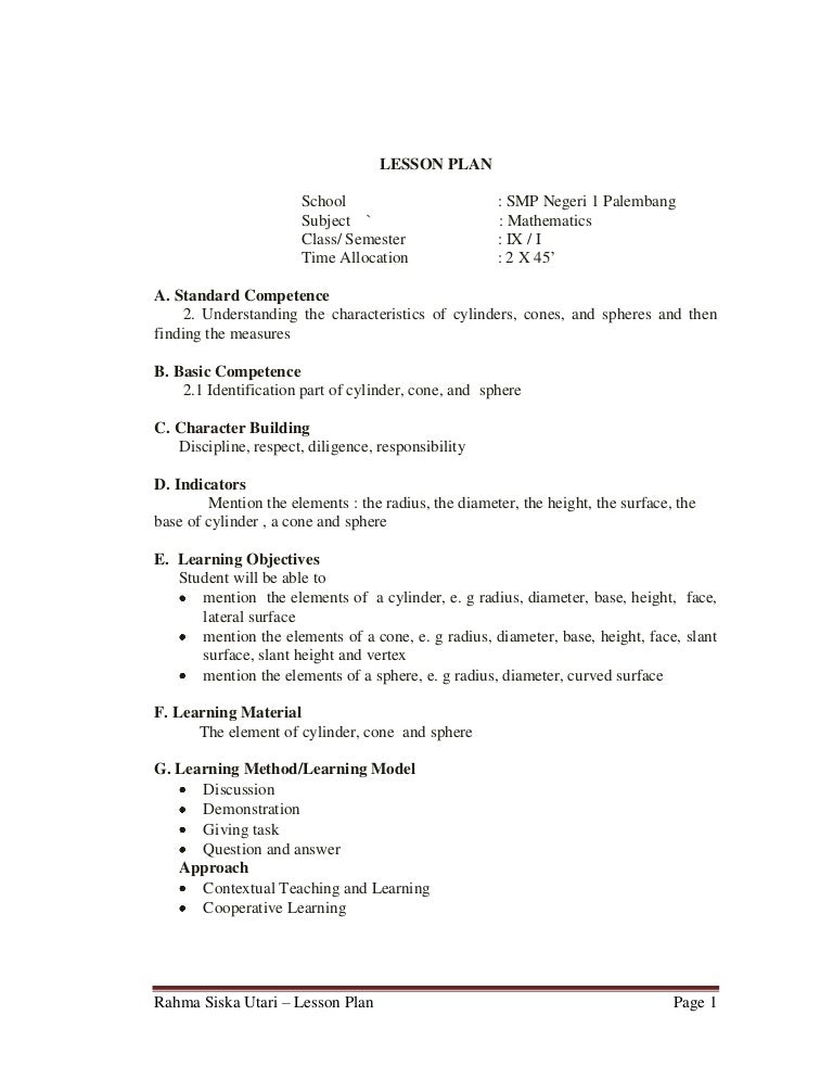 outline lesson plan example
