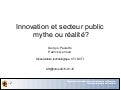 Innovation et secteur public: mythe ou réalité?