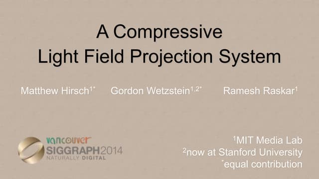 Compressive Light Field Projection ...