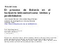 El proceso de Bolonia en el horizonte latinoamericano: límites y posibilidades