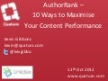 Google AuthorRank - 10 Ways to Maximise Your Content Performance