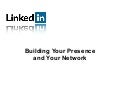 Linked In 101 Building Your Presence