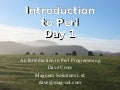 Introduction to Perl - Day 1