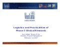 Logistics and Practicalities of Phase I Clinical Research