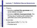 Lecture 7: Definite Clause Grammars