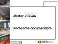 M2 GEMA - recherche documentaire 
