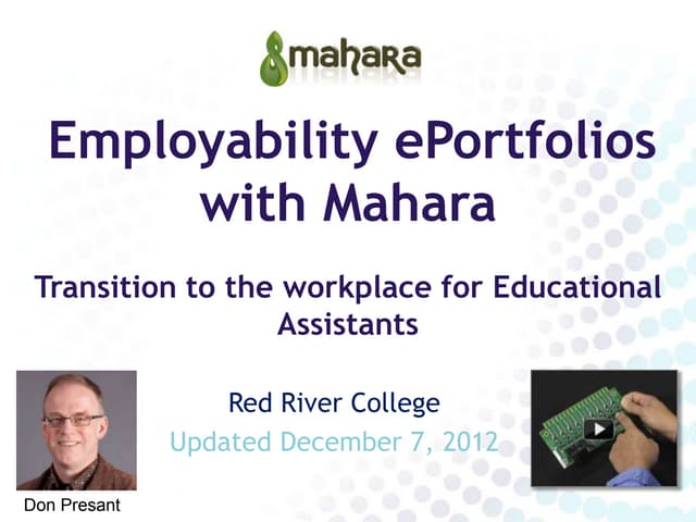  Employability ePortfolios with Mahara for Educational Assistants