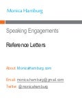 Reference Letters re: Speaking Engagements - Monica Hamburg
