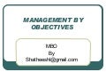 MANAGEMENT BY OBJECTIVES (MBO)