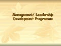 Management Leadership Development Programme