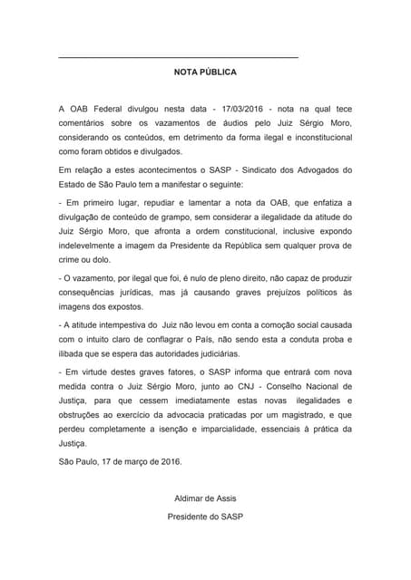 Manifesto da OAB Federal