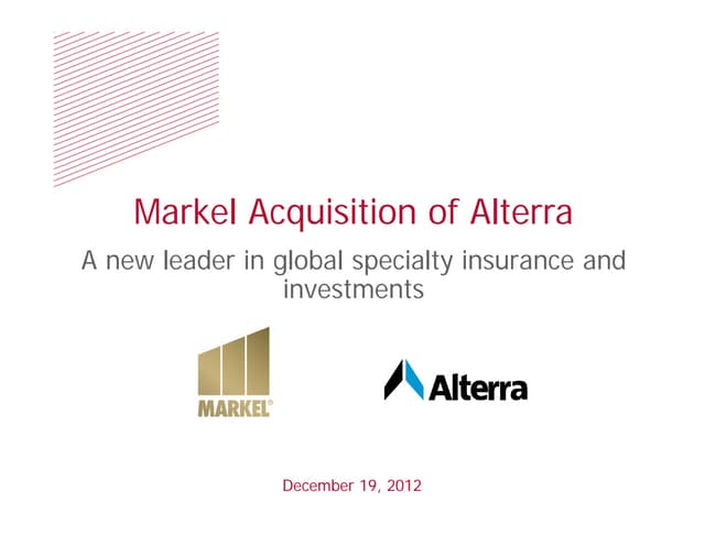 Markel Acquisition of Alterra