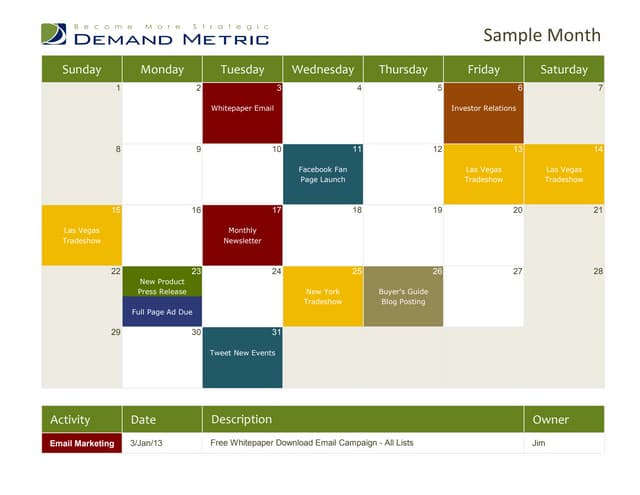 Marketing Communications Calendar 2...