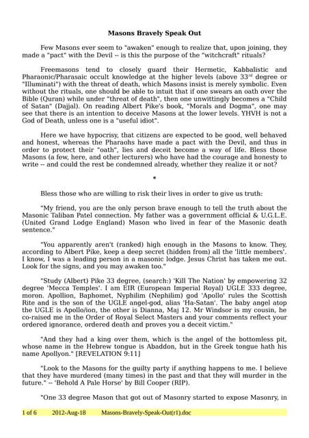 Zealot Files - Masons Bravely Speak...