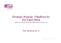Strategic Analysis: Headlines for the South West - RIG Meeting January 2011
