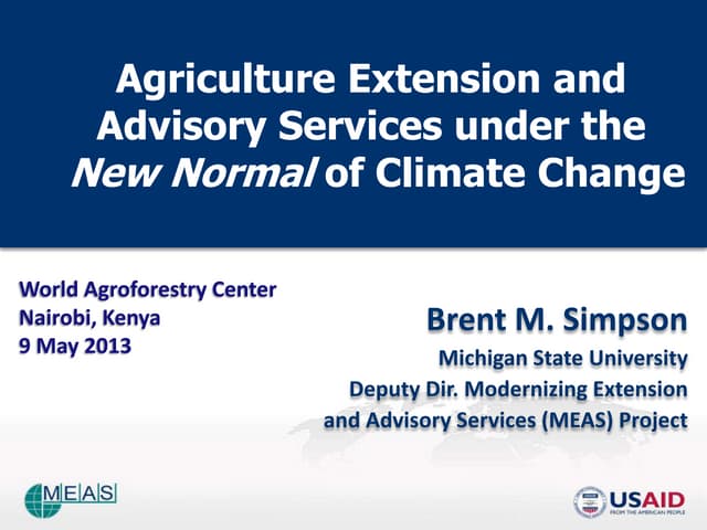 Agriculture Extension and Advisory Services under the  New Normal of Climate Change