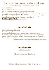 Menu gourmand du weekend du 0401 au 0601 2013