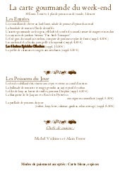 Menu gourmand du weekend du 18 au 20 01 2013