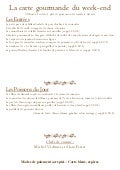 Menu gourmand  du weekend du 28 septembre au 30 septembre