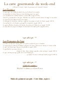 Menu gourmand  du weekend du 5 au 7 octobre