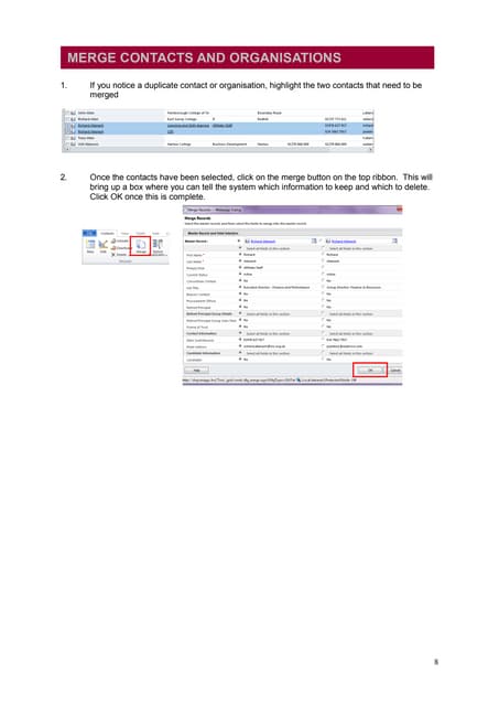 Merge contacts and organisations